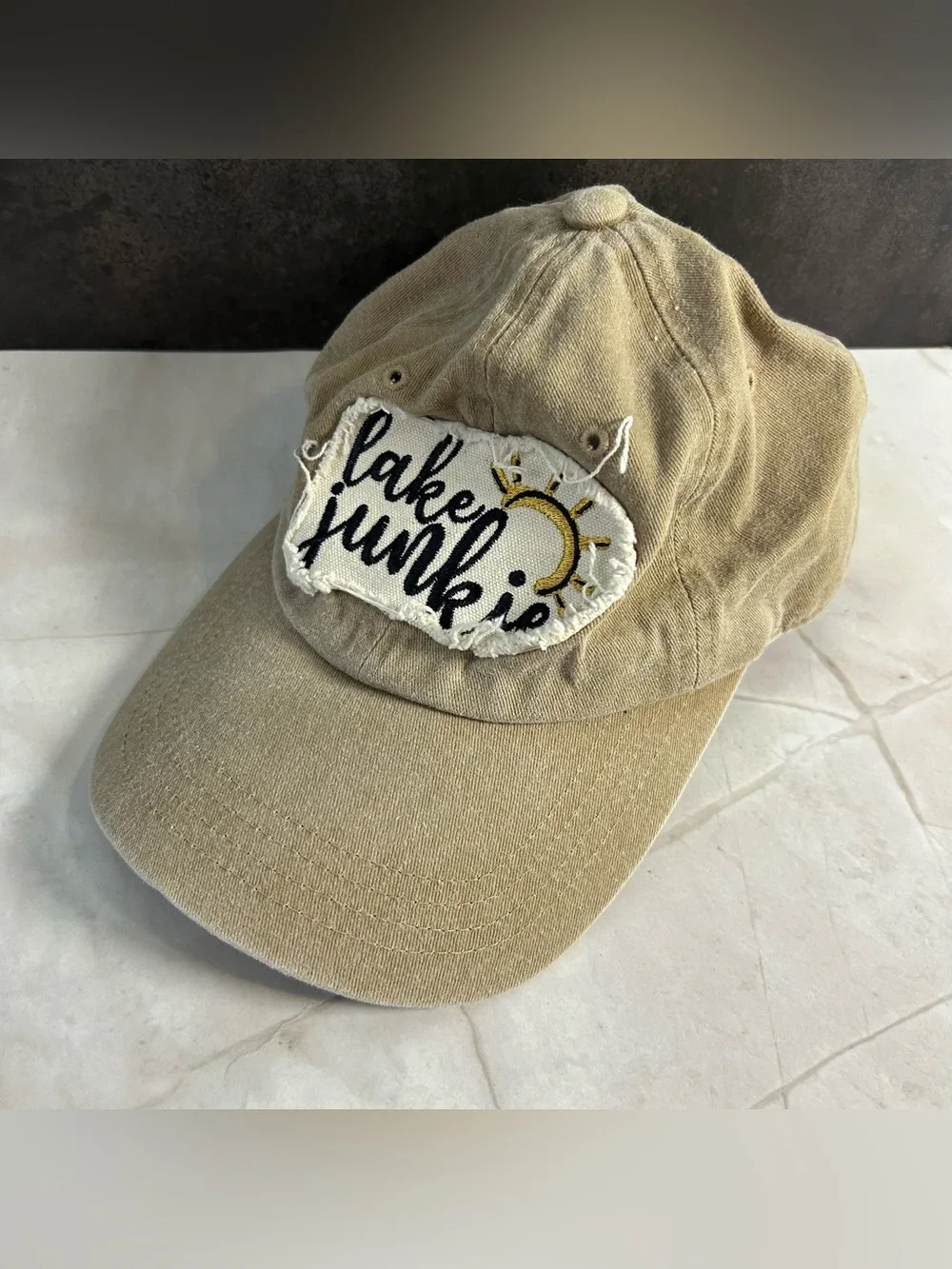 Beige Lake Junkie Cotton Baseball Hat